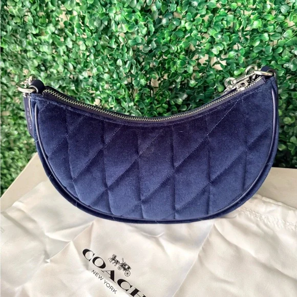 Coach Quilted Velvet Navy Mira Shoulder Crossbody Bag NWT - Picture 7 of 11